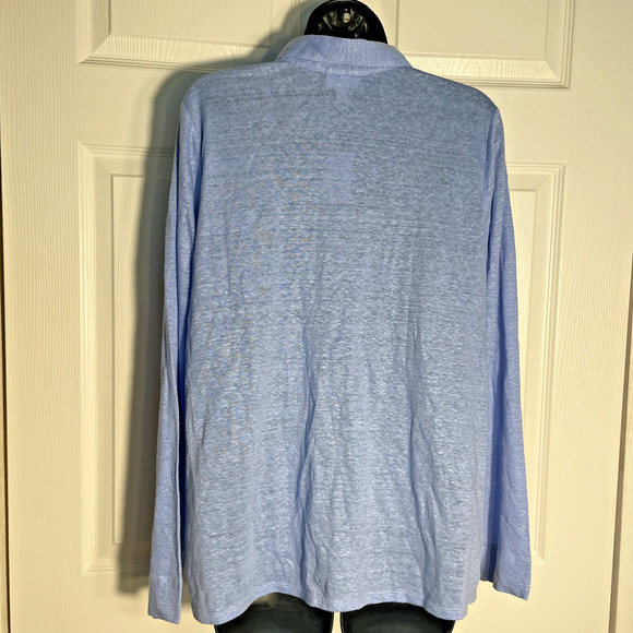 J Jill Shirt Womens Medium Linen Button Up Long Sleeve Lightweight Clearpond - Picture 4 of 13